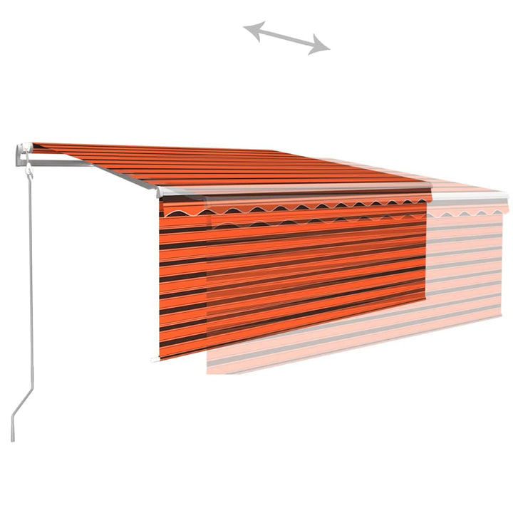 markise m. gardin+LED+vindsensor 3x2,5 m automatisk orange/brun
