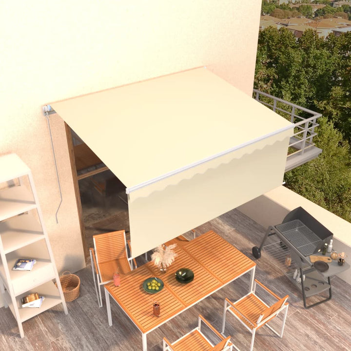 markise m. gardin 3,5x2,5 m manuel betjening cremefarvet