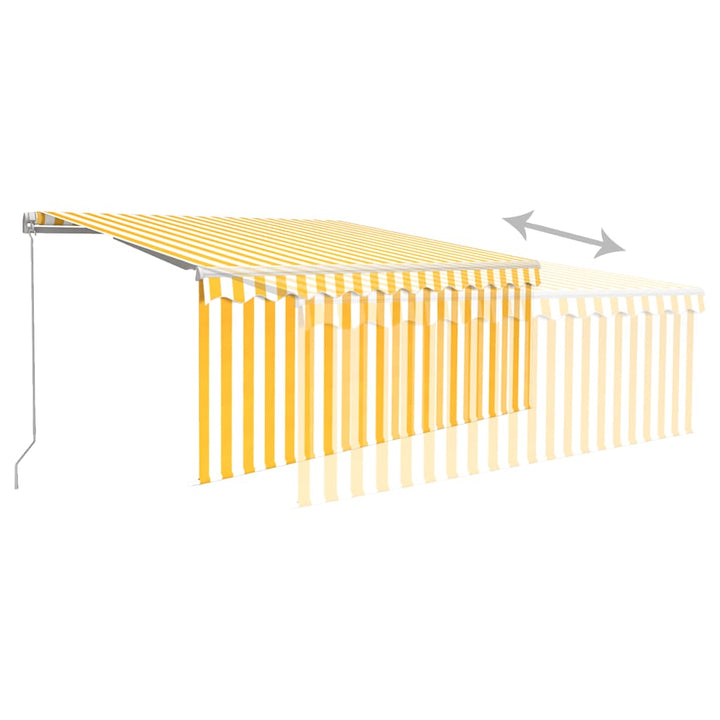markise m. gardin 3,5x2,5 m manuel betjening gul og hvid