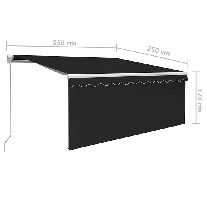 markise m. rullegardin 3,5x2,5 m automatisk betjening antracit