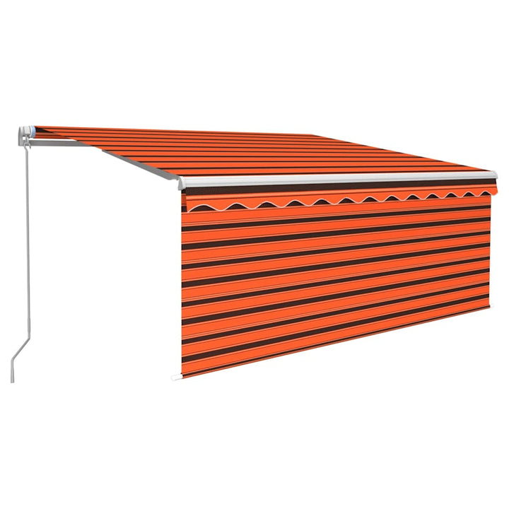 markise m. gardin 3,5x2,5 m manuel betjening orange og brun