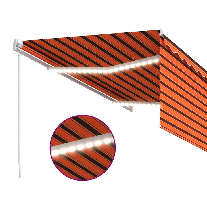 markise m. gardin 3,5x2,5 m manuel betjening orange og brun