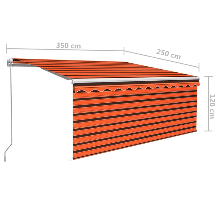 markise m. gardin 3,5x2,5 m manuel betjening orange og brun