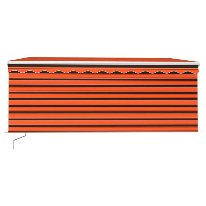 markise m. gardin + LED 3,5x2,5 m manuel betjening orange/brun