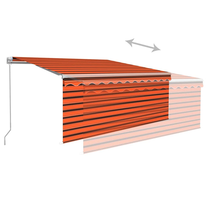 markise m. gardin + LED 3,5x2,5 m manuel betjening orange/brun