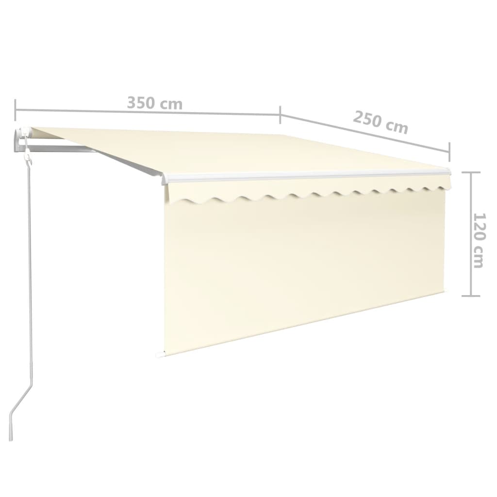 markise m. gardin 3,5x2,5 m automatisk betjening cremefarvet