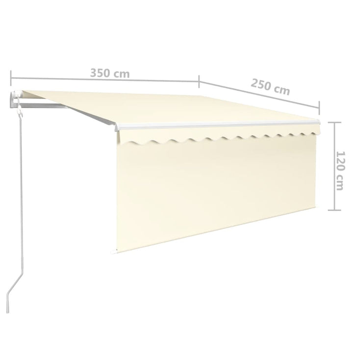 markise m. gardin 3,5x2,5 m automatisk betjening cremefarvet