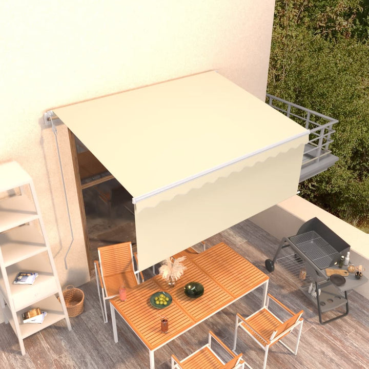markise m. gardin 3,5x2,5 m automatisk betjening cremefarvet