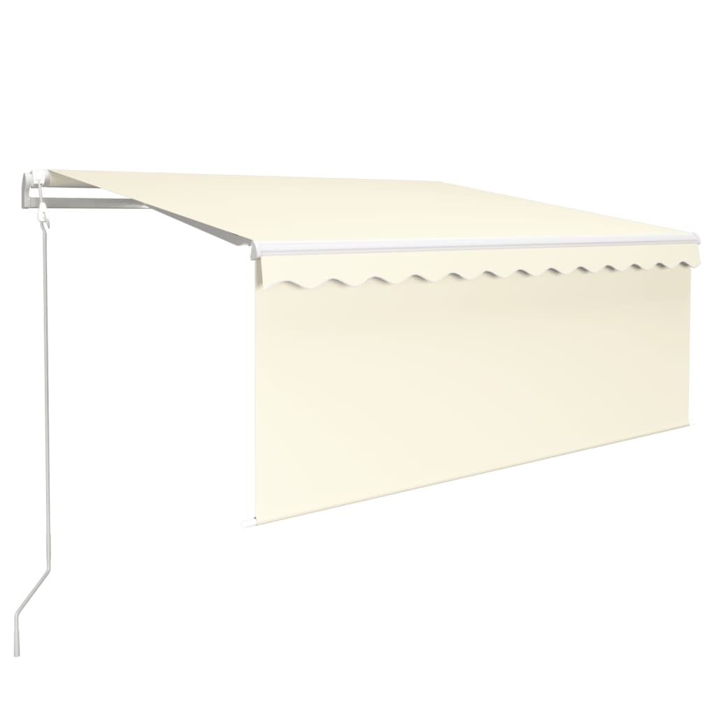 markise m. gardin+LED+vindsensor 3,5x2,5 m auto cremefarvet