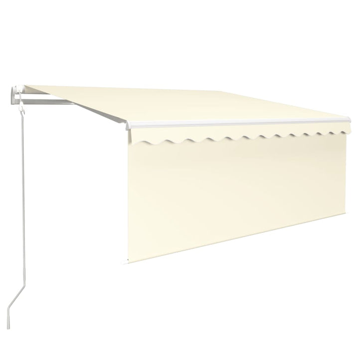 markise m. gardin+LED+vindsensor 3,5x2,5 m auto cremefarvet