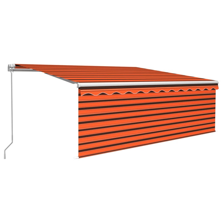 markise m. gardin 4x3 m manuel betjening orange og brun