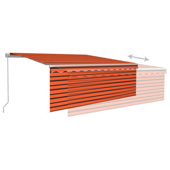markise m. gardin 4x3 m manuel betjening orange og brun