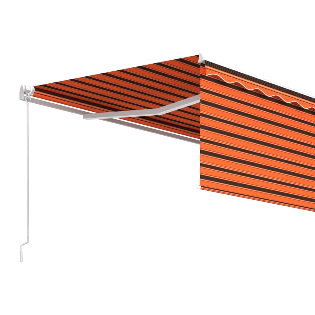 markise m. gardin 4x3 m manuel betjening orange og brun