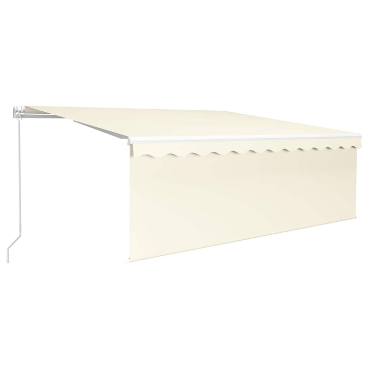markise m. gardin + LED 4x3 m manuel betjening cremefarvet