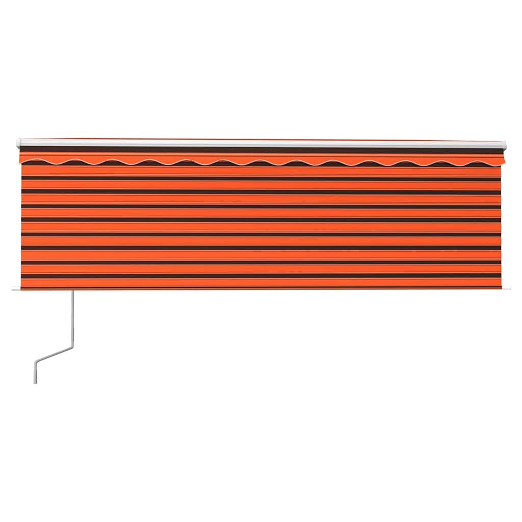 markise m. gardin 4x3 m automatisk betjening orange og brun