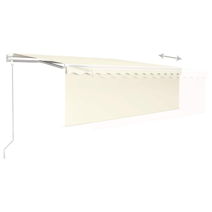 markise m. gardin+LED+vindsensor 4x3 m automatisk cremefarvet