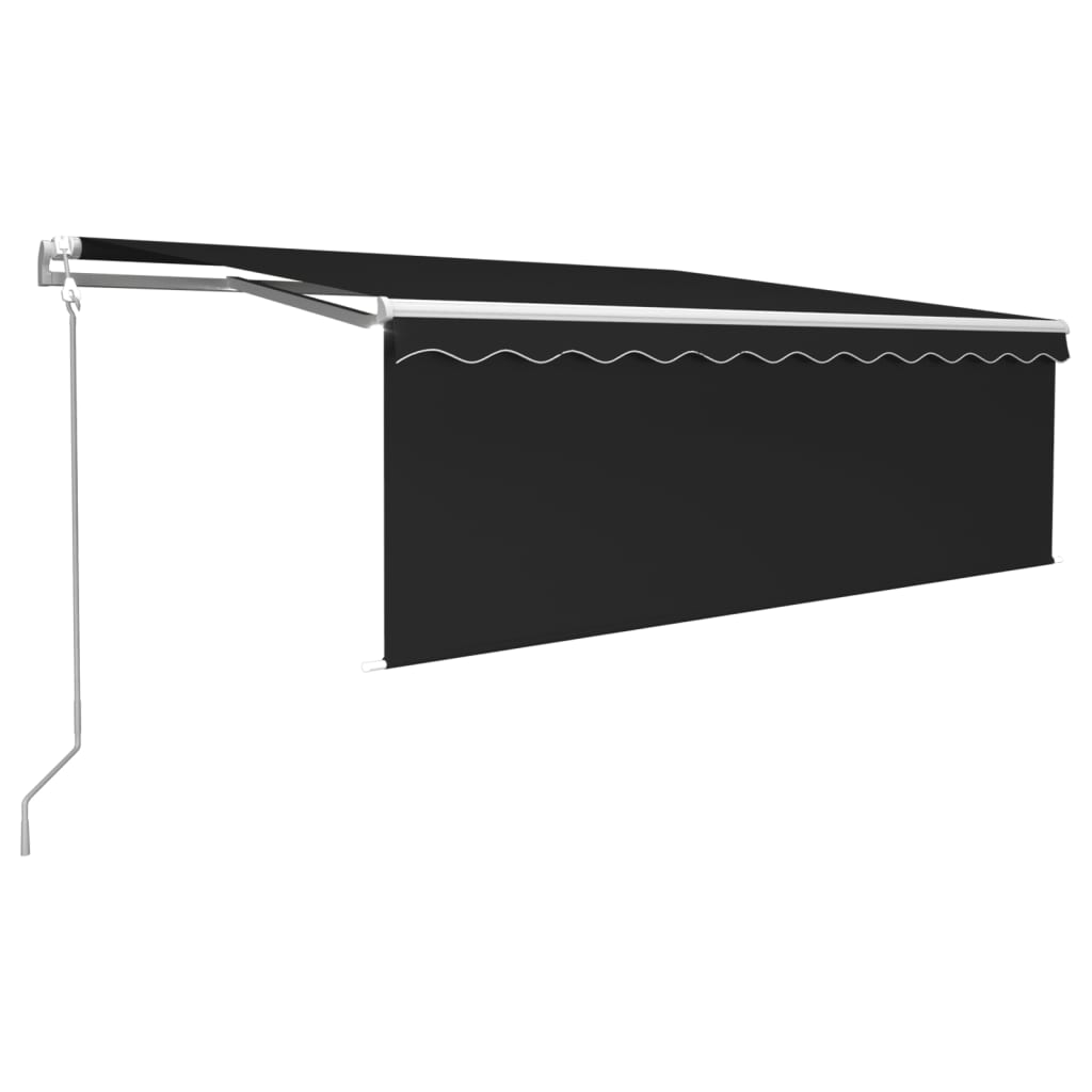 markise m. gardin+LED+vindsensor 4x3 m automatisk antracitgrå