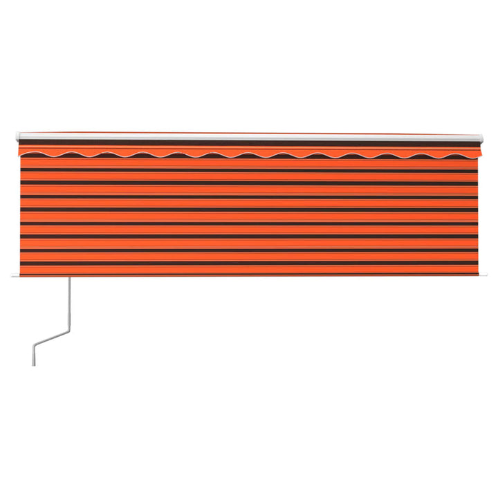 markise m. gardin+LED+vindsensor 4x3 m automatisk orange/brun