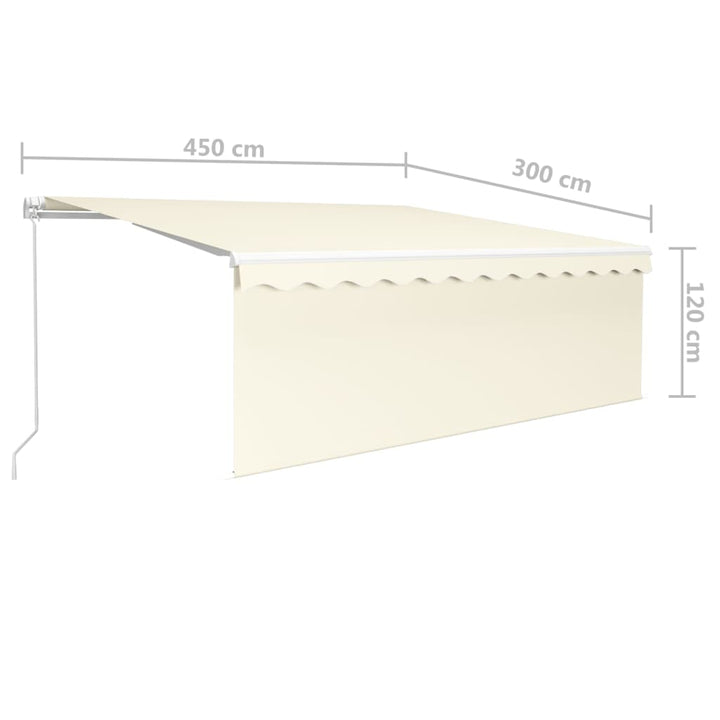 markise m. gardin 4,5x3 m manuel betjening cremefarvet