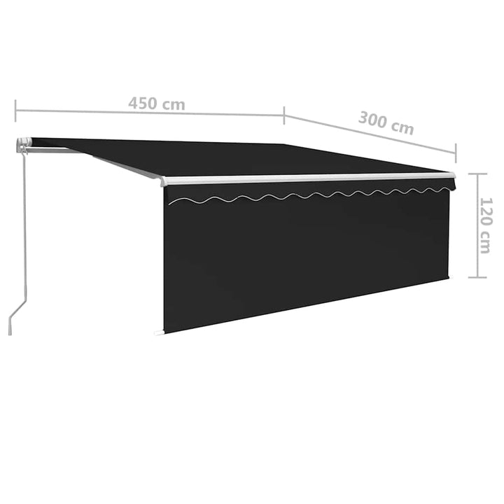 markise m. gardin 4,5x3 m manuel betjening antracitgrå
