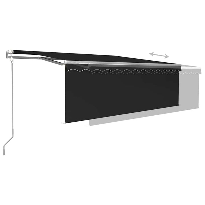 markise m. gardin+LED+vindsensor 4,5x3 m automatisk antracitgrå