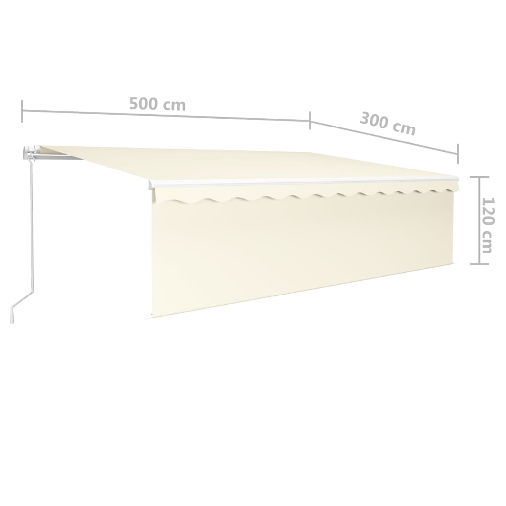 markise m. gardin 5x3 m manuel betjening cremefarvet