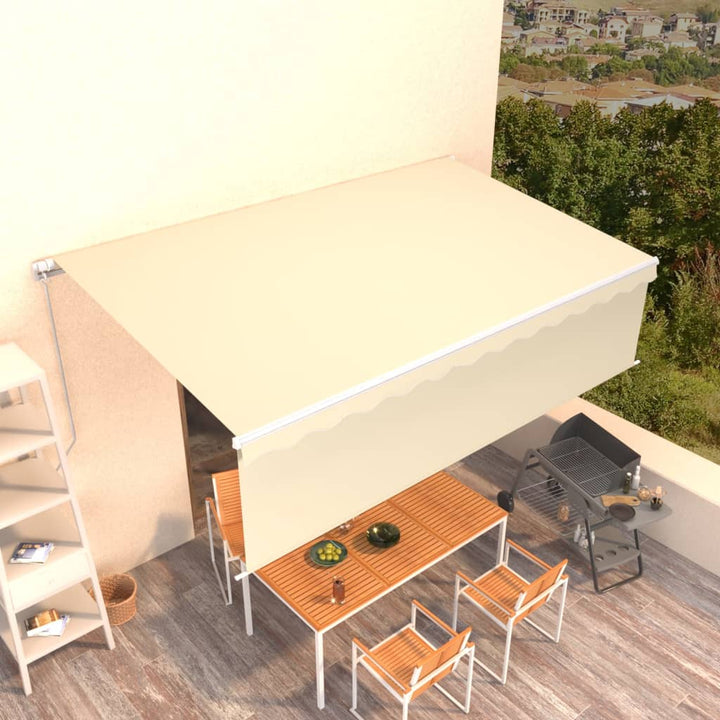 markise m. gardin 5x3 m manuel betjening cremefarvet