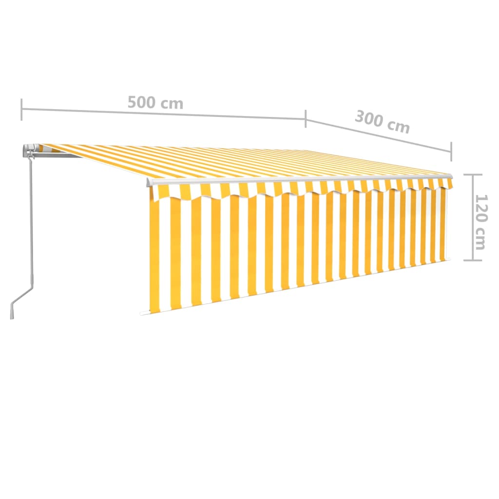 markise m. gardin 5x3 m manuel betjening gul og hvid