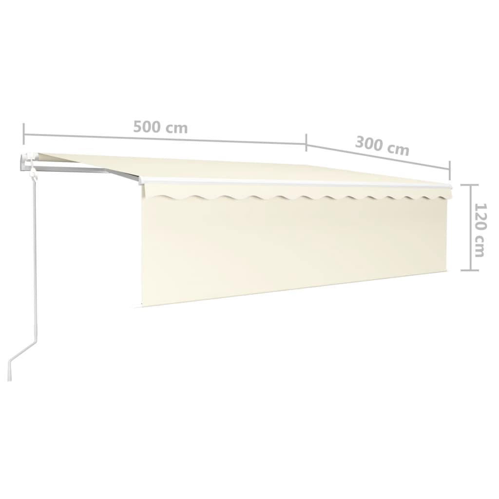 markise m. gardin 5x3 m automatisk betjening cremefarvet