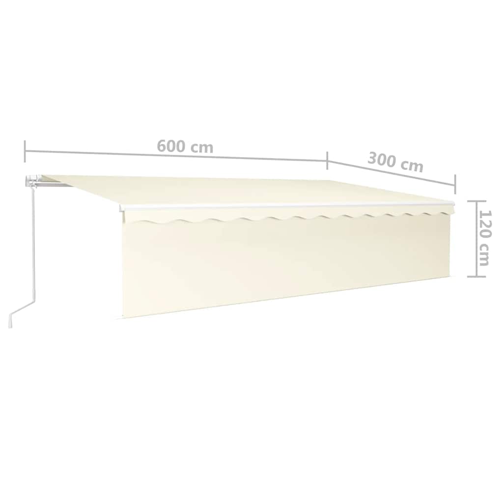 markise m. gardin 6x3 m manuel betjening cremefarvet