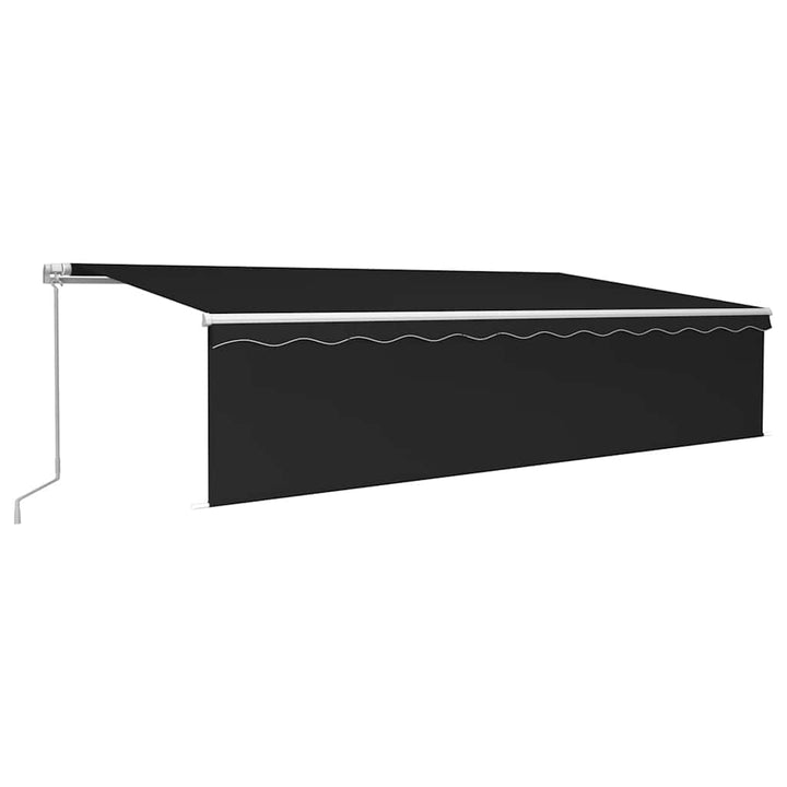 markise m. gardin + LED 6x3 m manuel betjening antracitgrå