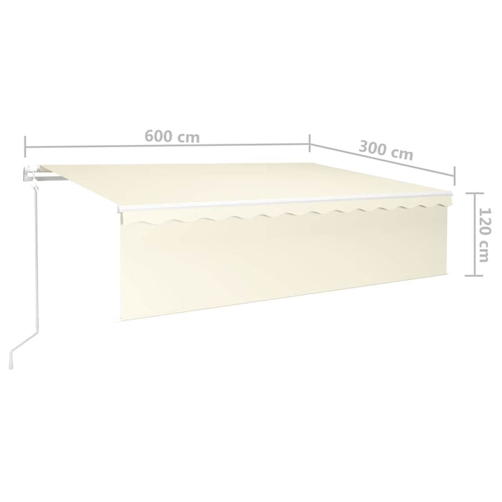 markise m. gardin 6x3 m automatisk betjening cremefarvet