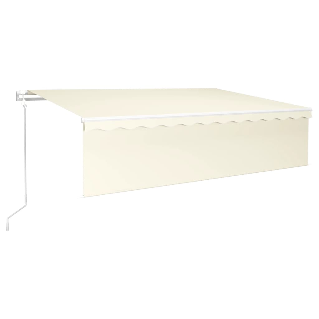 markise m. rullegardin+LED+vindsensor 6x3 m auto cremefarvet