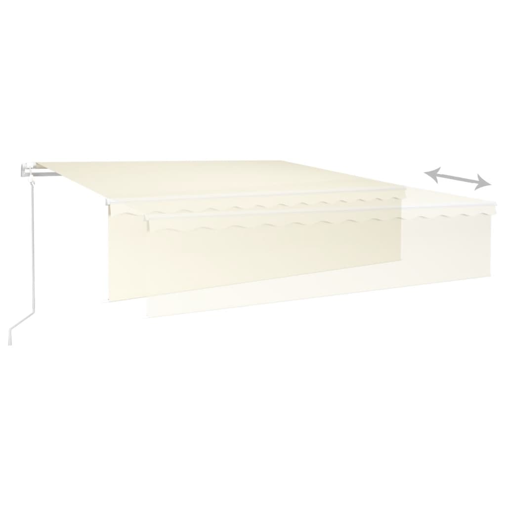 markise m. rullegardin+LED+vindsensor 6x3 m auto cremefarvet