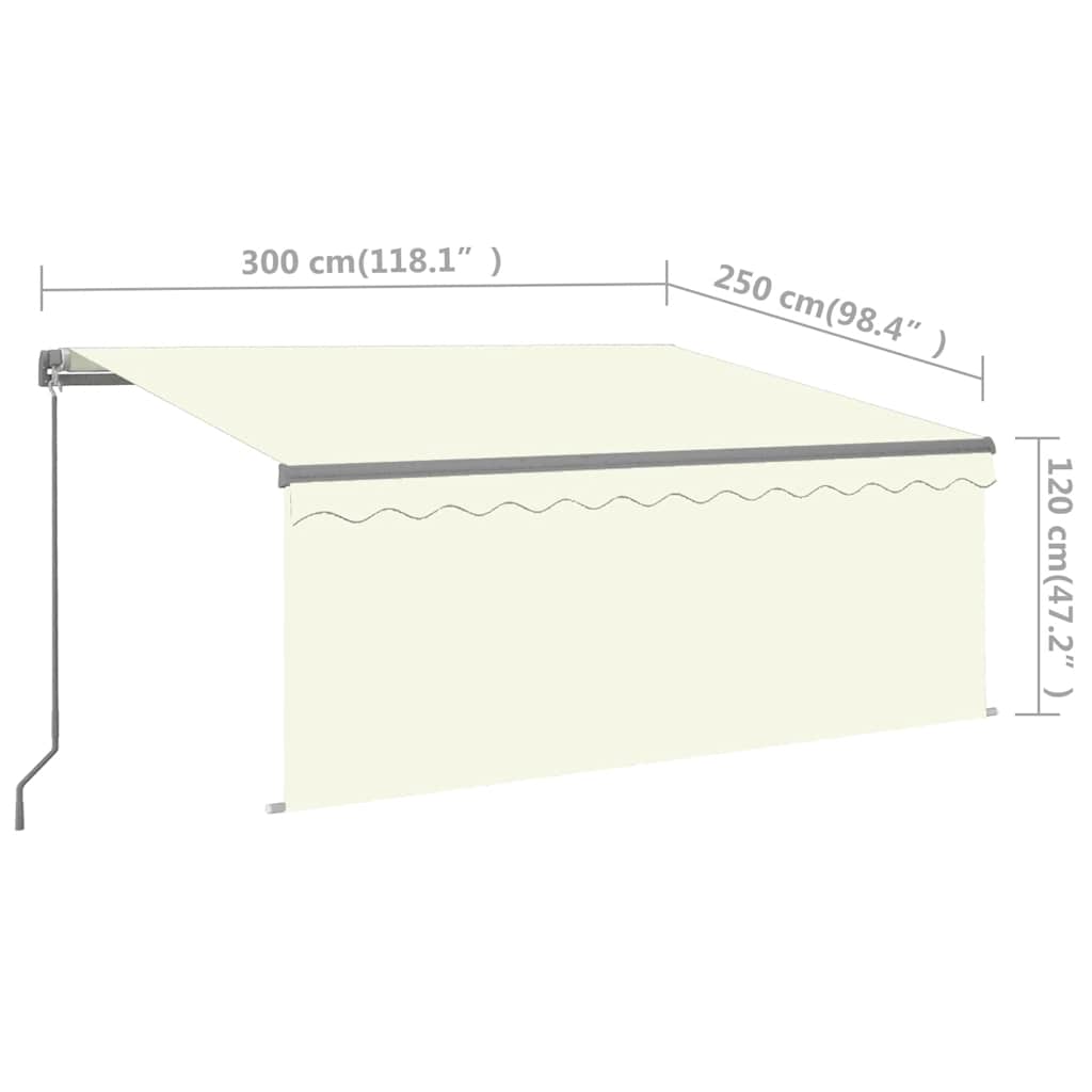 foldemarkise m. rullegardin 3x2,5 m manuel cremefarvet