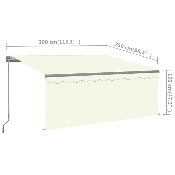 foldemarkise m. rullegardin 3x2,5 m manuel cremefarvet