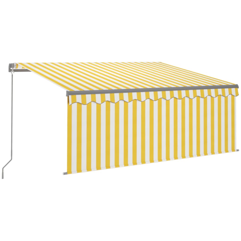 markise m. gardin 3x2,5 m manuel betjening gul og hvid
