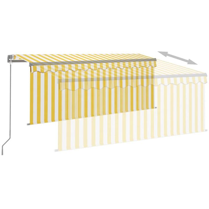 markise m. gardin + LED 3x2,5 m manuel betjening gul og hvid