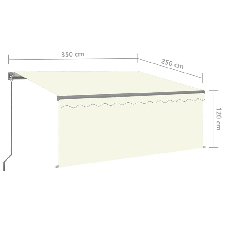 foldemarkise m. rullegardin 3,5x2,5 m manuel cremefarvet