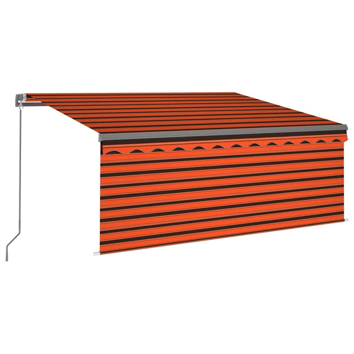 markise m. gardin 3,5x2,5 m manuel betjening orange og brun