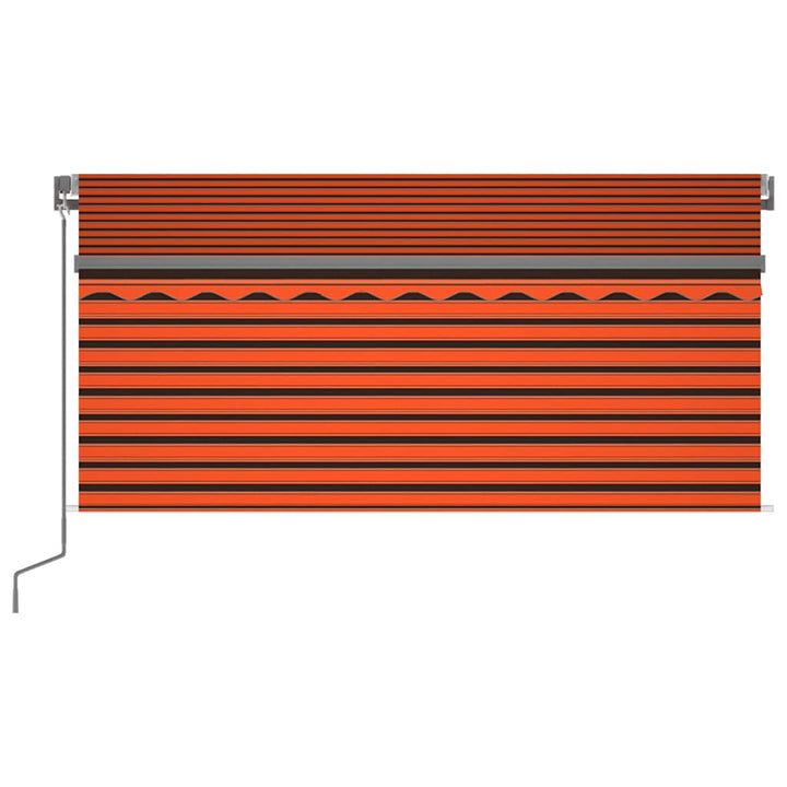 markise m. gardin 3,5x2,5 m manuel betjening orange og brun
