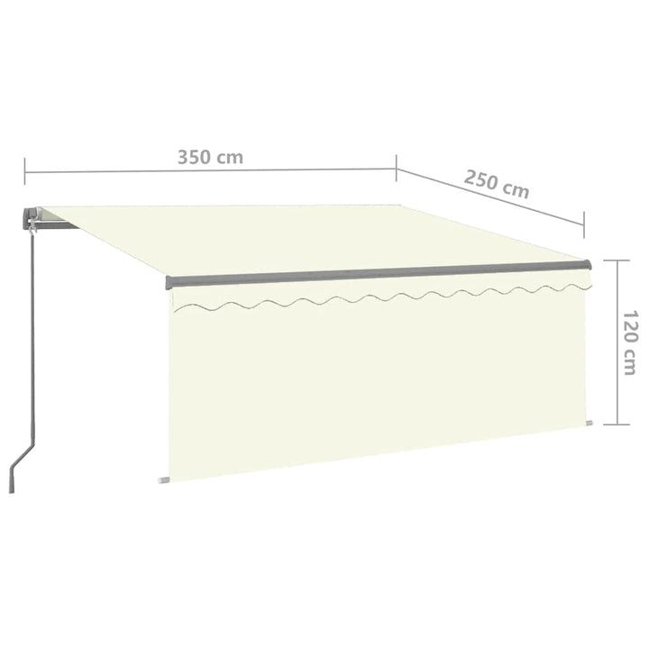 markise m. gardin + LED 3,5x2,5 m manuel betjening cremefarvet