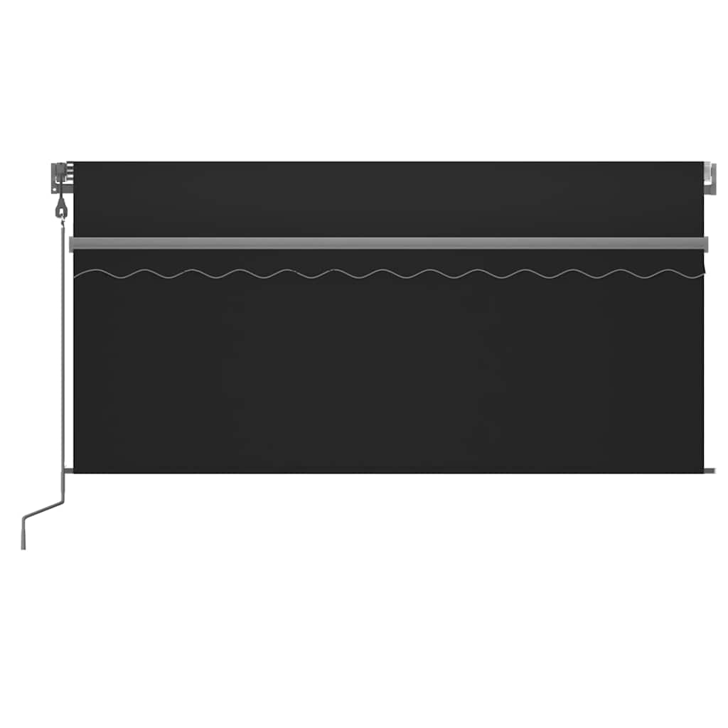 markise m. gardin+LED+vindsensor 3,5x2,5 m auto antracitgrå