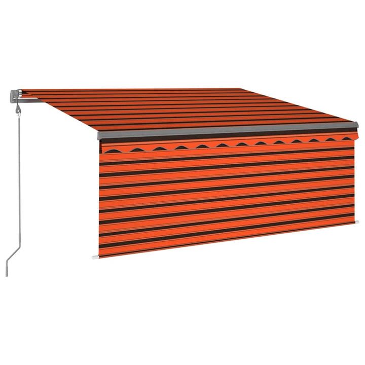 markise m. gardin+LED+vindsensor 3,5x2,5 m auto orange/brun