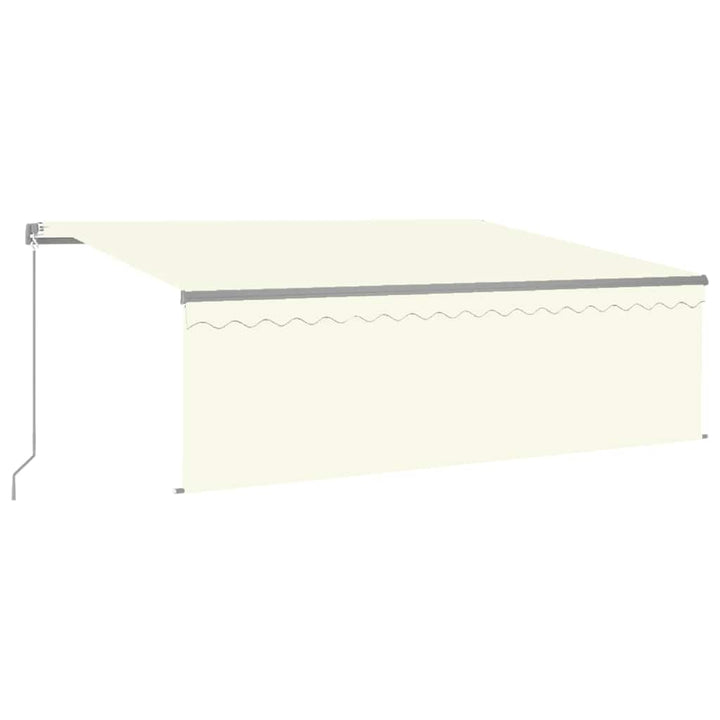 markise m. gardin + LED 4x3 m manuel betjening cremefarvet