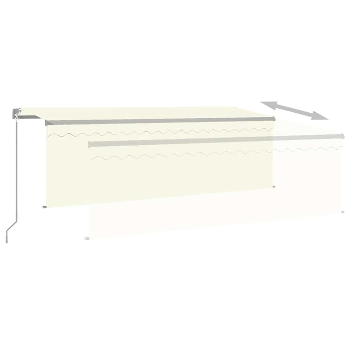 markise m. gardin + LED 4x3 m manuel betjening cremefarvet