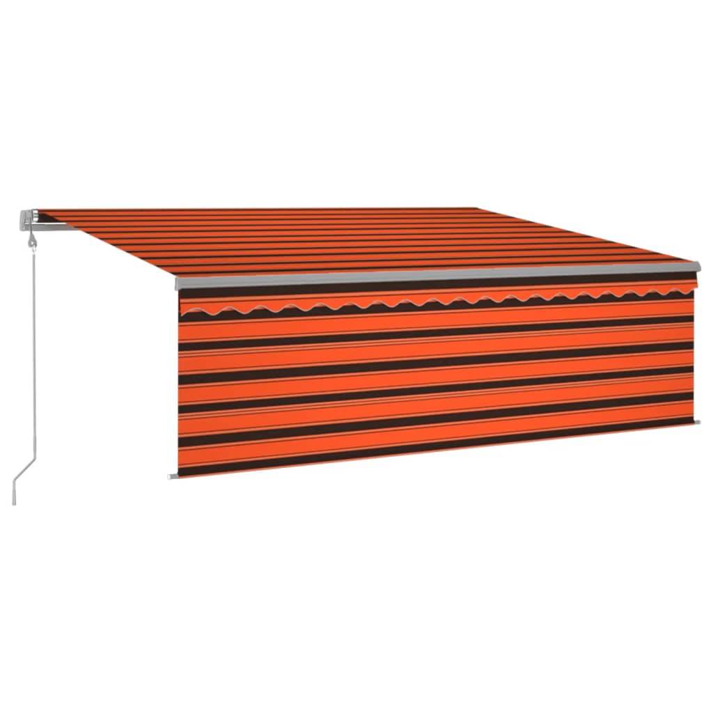 markise m. gardin 4x3 m automatisk betjening orange og brun