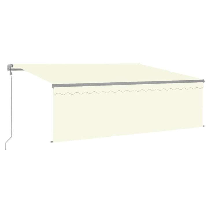 markise m. gardin+LED+vindsensor 4x3 m automatisk cremefarvet