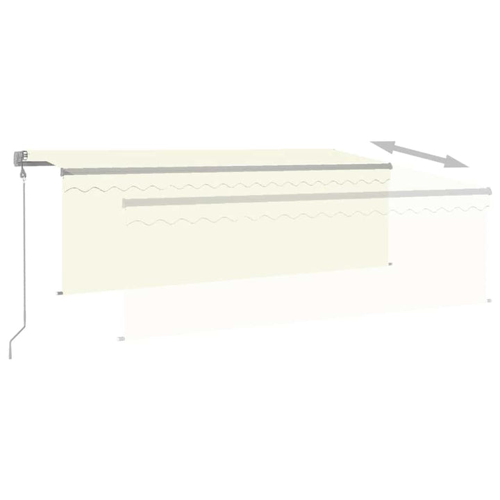 markise m. gardin+LED+vindsensor 4x3 m automatisk cremefarvet