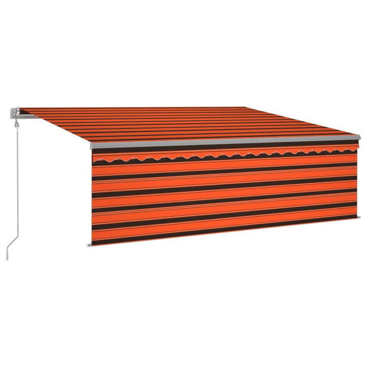 markise m. gardin+LED+vindsensor 4x3 m automatisk orange/brun